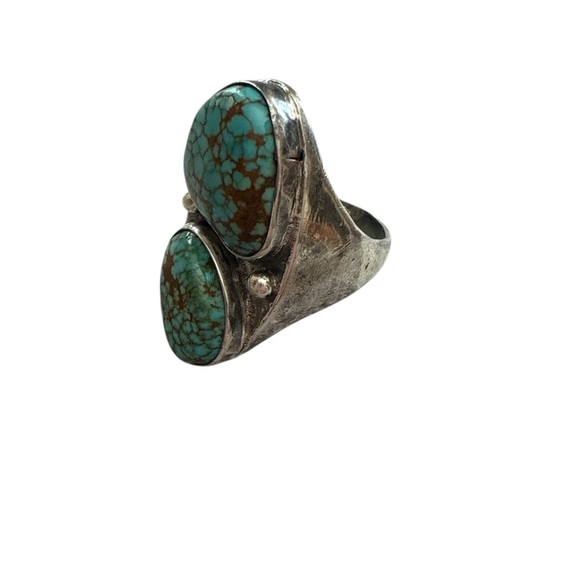 Navajo Silver Nevada Blue Turquoise Ring - Picture 11 of 11